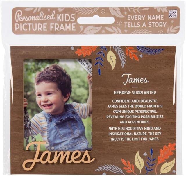 History & Heraldry Pre-Personalised Kids Wooden Picture Frame - James