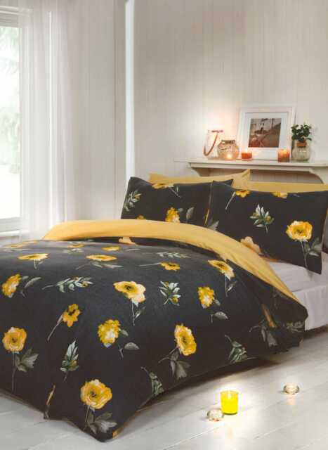 Darcy Floral Duvet Set With Pillowcase Yellow Super King