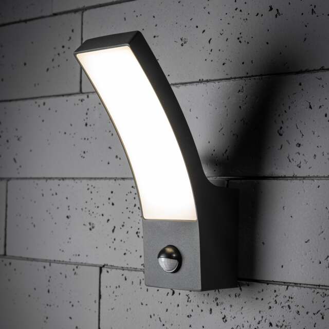 CGC Millie Anthracite LED Outdoor Wall Light with PIR Sensor 12W 4000K IP54 Grey Anthracite Dark Grey Height: 24.3 cm Width: 8 cm Depth: 15.9 cm