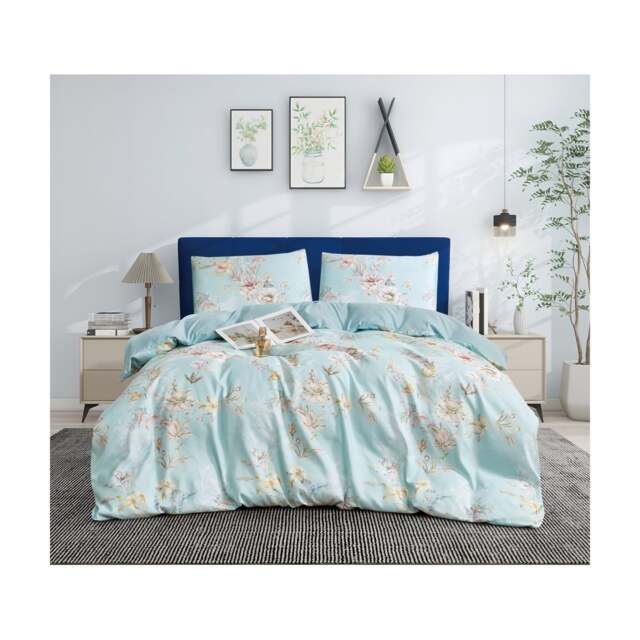 Ezysleep Savannah Luxury Floral Printed Duvet Set Soft Easycare Bedding Blue