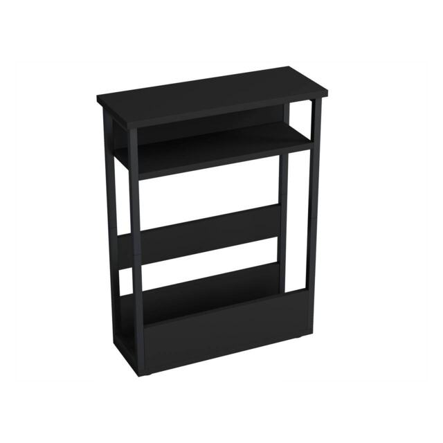 3 Tier Slim Coffee Side Table Newspaper Magazine Shelf Rack Bedside Sofa End Black Black H-62.5cm 1