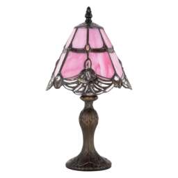 Quirky and Petite Pink Stained Glass Tiffany Lamp with Clear Beads Pink Pink 1