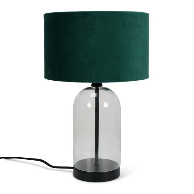ValueLights Jessy Black Metal Table Lamp Forest Green Velvet Shade and Bulb