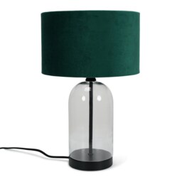 ValueLights Jessy Black Metal Table Lamp Forest Green Velvet Shade and Bulb