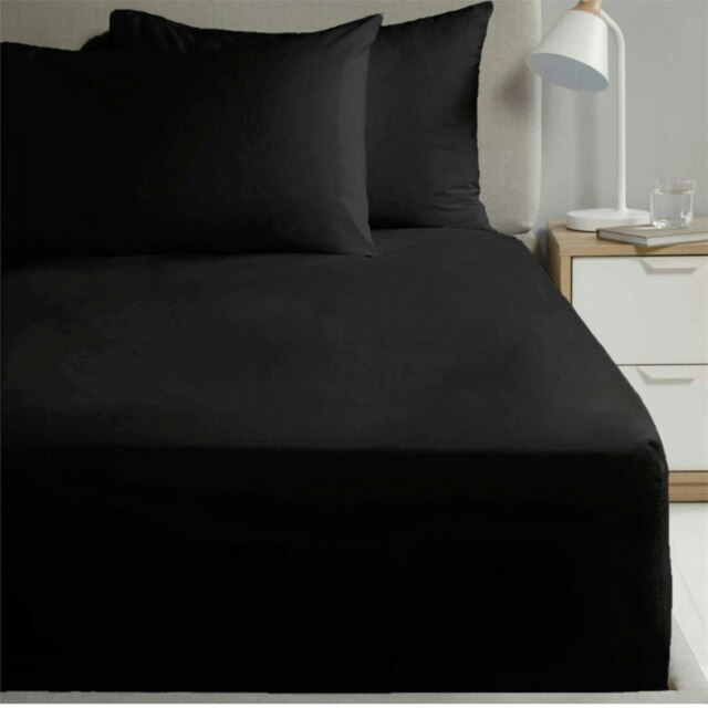 Percale 180TC Flat Sheet - Black - Double