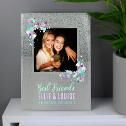 Personalised Festival Style 4x4 Glitter Glass Photo Frame Silver One Size