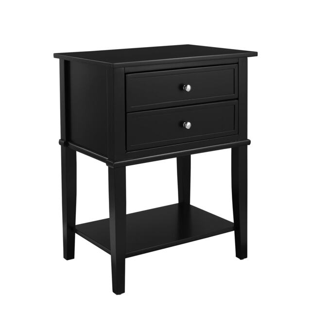 Franklin End Table with 2 Drawers Black Black Black
