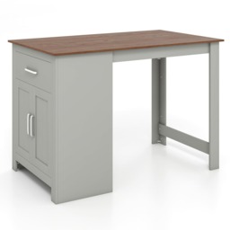 COSTWAY Kitchen Breakfast Dining Table Pub Counter Height Table Cabinet
