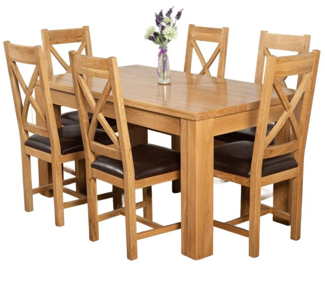 Dakota 152 x 87cm Oak Dining Table and 6 Berkeley Brown Leather Chairs Brown Brown
