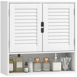 HOMCOM Bathroom Cabinet, Wall Mounted Storage Cabinet with Adjustable Shelves and Soft-Close Door, Toilet Storage Cupboard for Bathroom, Living Room, 60 x 20 x 60 cm, White White