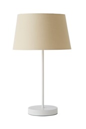 ValueLights Charlie White Table Lamp Beige Taper Shade and Bulb