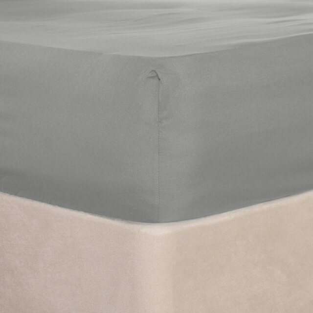 OHS Soft Plain Fitted Bed 25cm Deep Elasticated Sheet, Single - Silver