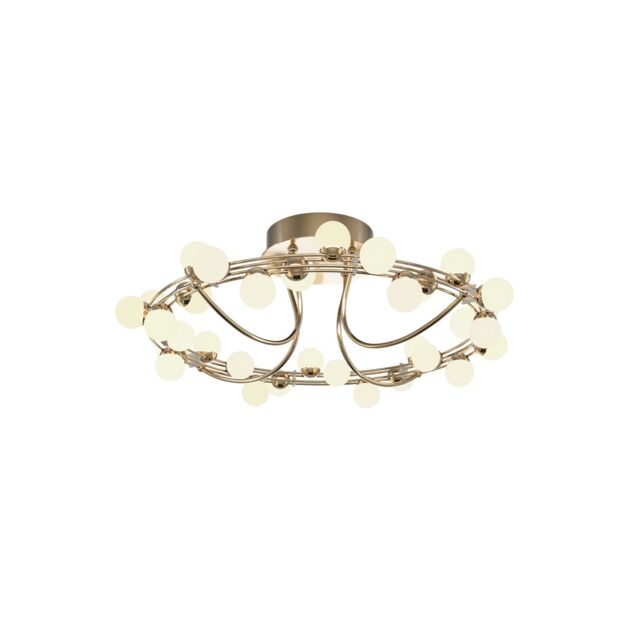 Tessara Modern Integrated LED Semi Flush Ceiling Light Gold 3000K 4100lm White Shade