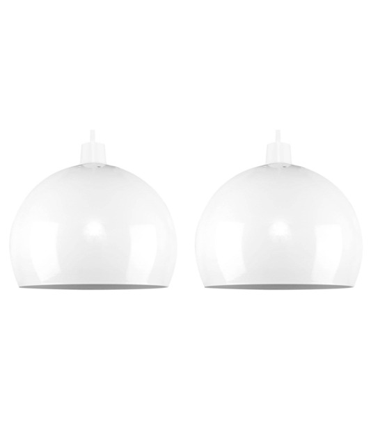 ValueLights Arco Pair Gloss White Dome Ceiling Pendant Light Shades White