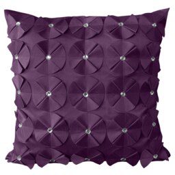 3D Petal Detail With Gem Stud Detail Cushion - 43cm x 43cm Purple Aubergine