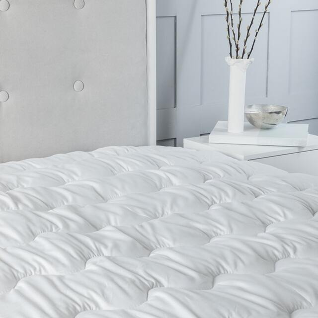 Dual Layer 3cm Mattress Topper Air Flow Hypo Allergenic Soft Touch Bedding White Super King