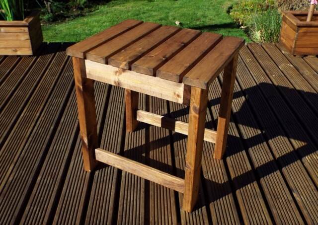 Companion Table, Wooden Garden Furniture - W65 x D50 x H65 - Fully Assembled Brown