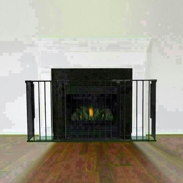 Safetots Multi Panel Fire Surround, 38cm Deep x 138cm Wide, Black, 70cm Tall, Child and Pet Safety, Baby and Toddler Fire Guard