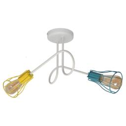 Oxford Multi Arm Semi Flush Ceiling Light White, Yellow, Turquoise 42cm