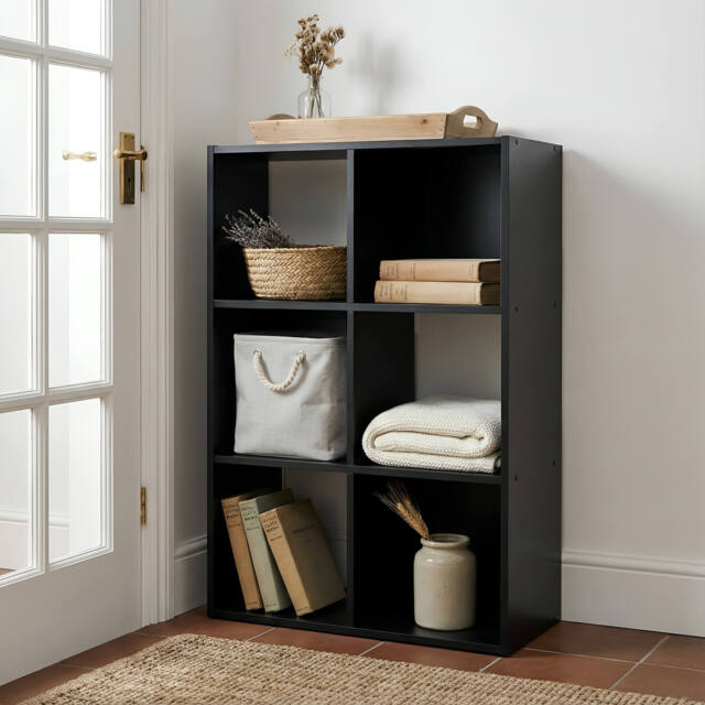Jane - 3x2 Bookcase - Cube storage boxes (Black)