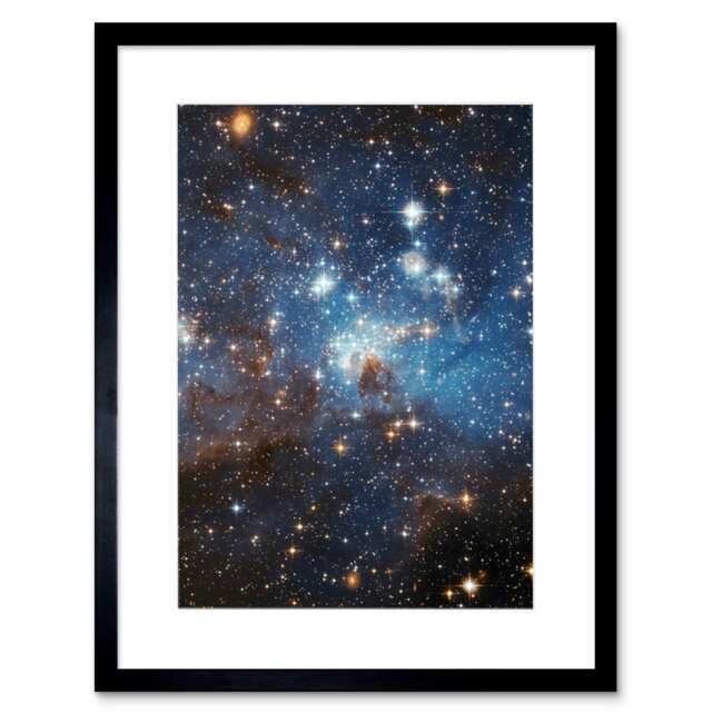 "NASA Hubble Star Forming Region Large Magellanic Cloud 9x7"" Black Framed Wall Art Print"