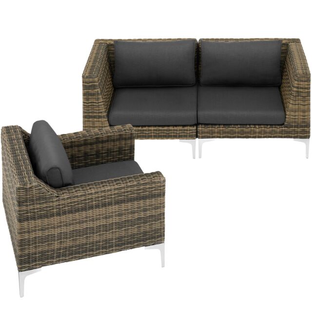 Villanova Modular Rattan Set with Aluminum Frame, Set 1: 2-Seater
