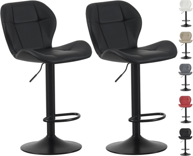 Set of 2 Height Adjustable Kitchen Bar Stools Breakfast Chairs with Footrest Stella