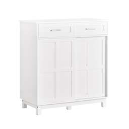 SoBuy Low Sideboard with 2 Drawers & Sliding Doors, White, 31.5x15.75x33.46 inches, 27.15 kg - FSB84-W