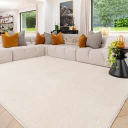 KUKOON Machine Washable Shaggy Rug Ivory Beige Fluffy Bedroom Carpet Mat 120cm x 170cm