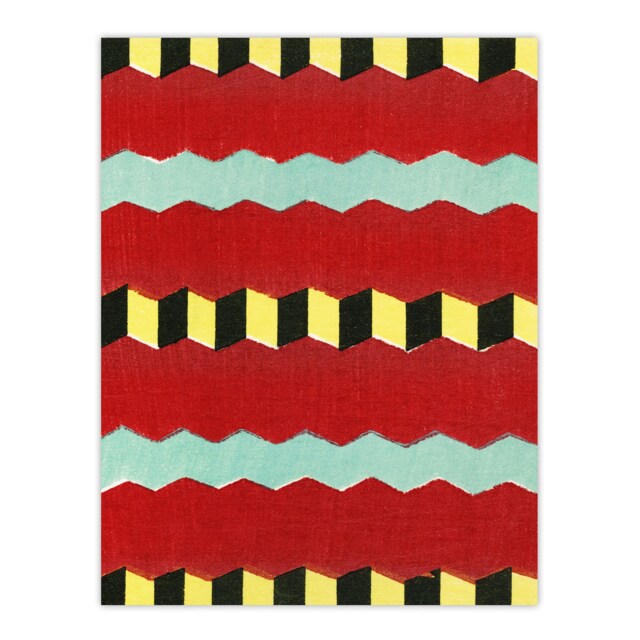 "Shima Zig Zag Textile Patterns Vintage Japan Wall Art Print Korin 12x16"""