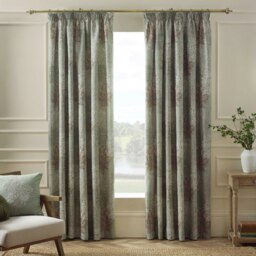 Catherine Lansfield Woodland Trees 66x54 Inch Lined Pencil Pleat Curtains Green Gold Champagne Gold