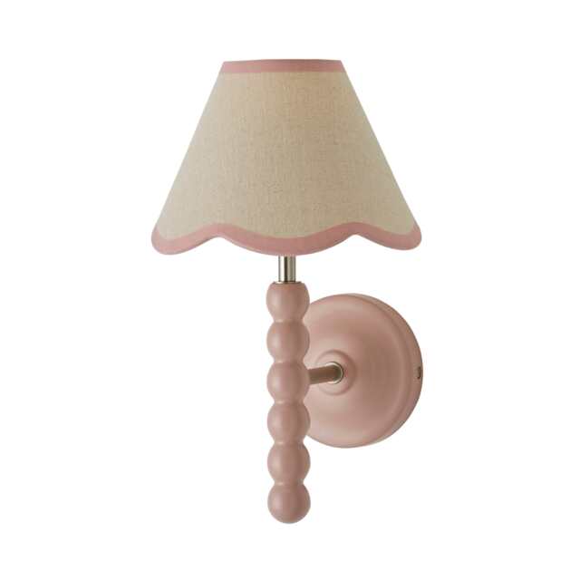 ValueLights Bobbin Pink Wall Light with Trim Shade and Bulb Pink