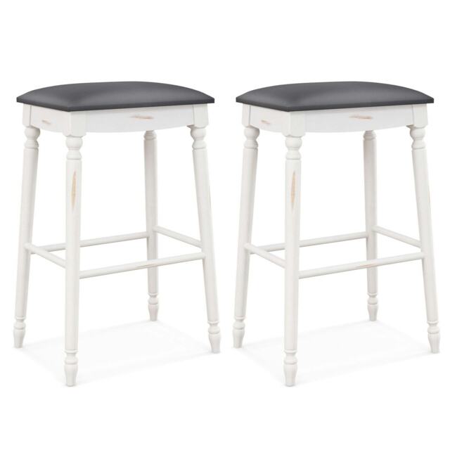 COSTWAY 76cm Set of 2 Bar Stools Dining Counter Height Chair White