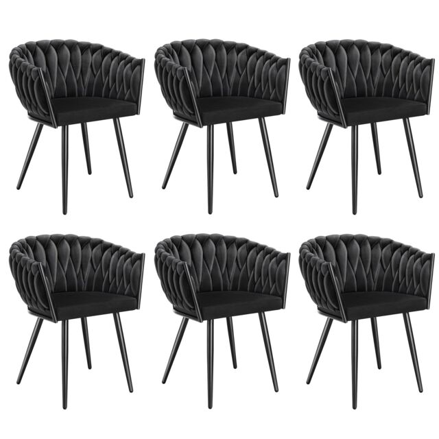 Dining Chair Astano - padded, velvet, knot design, continuous backrest Black black 6