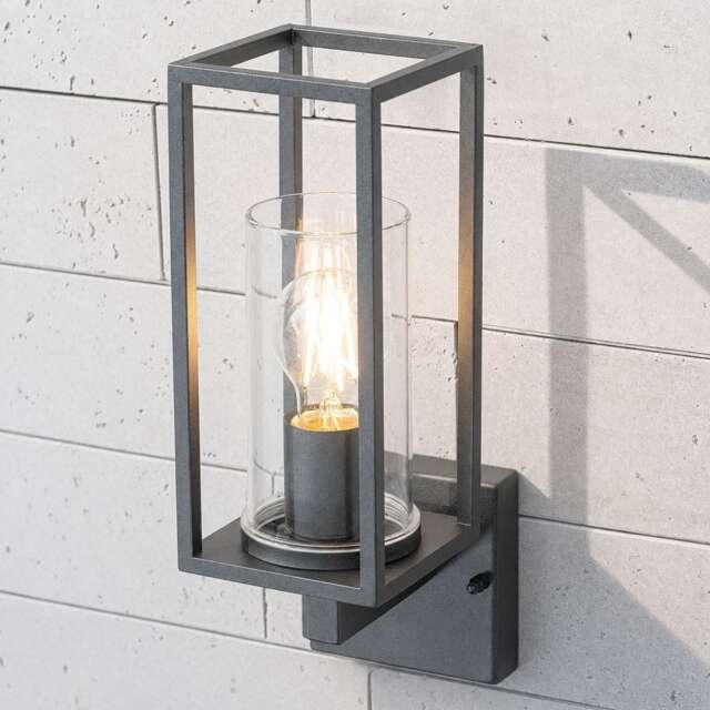 CGC CHLOE Up Black E27 Outdoor Wall Lantern Light Clear Diffuser IP54