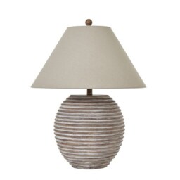 Saturn Table Lamp with Linen Shade - Ceramic - L53 x W53 x H71 cm - Brown Brown