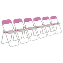 Harbour Housewares Coloured Padded Folding Chairs - Pink - Pack of 6 Pink Pink