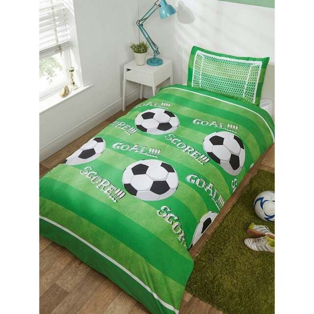 Rapport Goal Football Duvet Cover Set - Green/White - Single