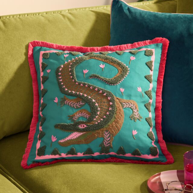 Furn Les Animaux Croc Monsieur Tufted Cushion