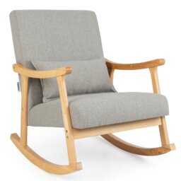 COSTWAY Rocking Chair Upholstered Relaxing Recliner Armchair Grey