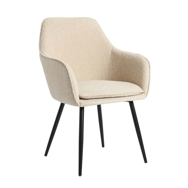 MUSE Chair Upholstered in Boucle Fabric with Black Legs - Cream Cream Boucle One Size