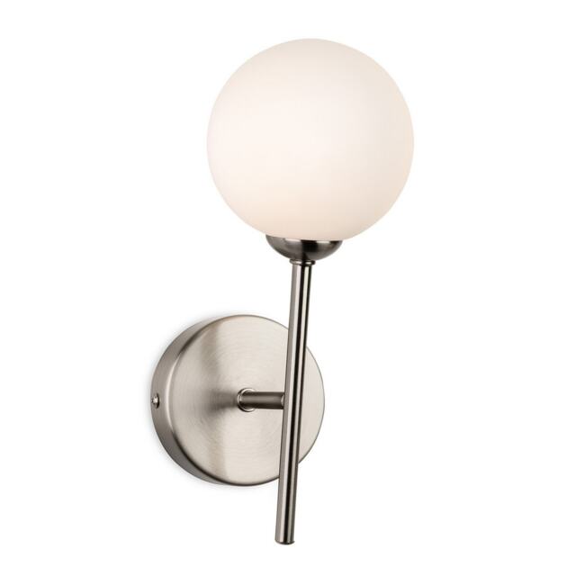 Lyric Wall Light Brushed Steel with Opal White Glass 1xG9