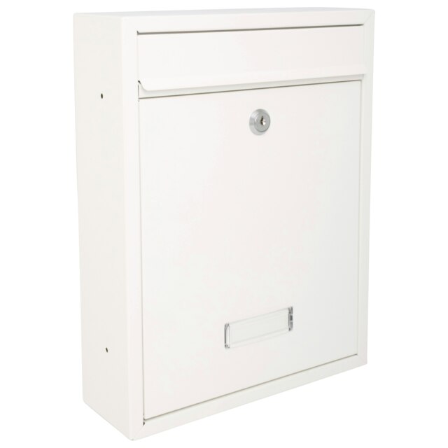 Burg-Wachter Trent Wall Mounted Galvanised Steel Lockable Post Box - 26x34x9cm White