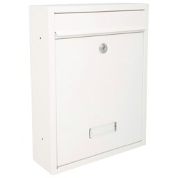 Burg-Wachter Trent Wall Mounted Galvanised Steel Lockable Post Box - 26x34x9cm White