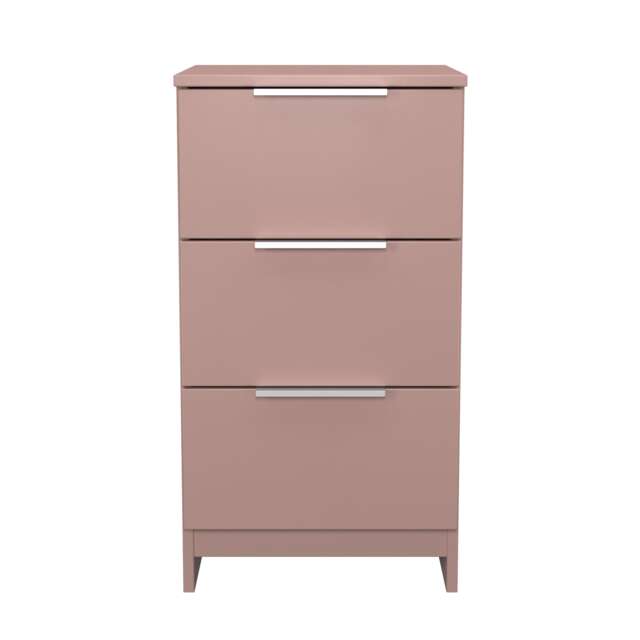 Dover 3 Drawer Bedside Cabinet in Kobe Pink (Ready Assembled) Pink Kobe Pink