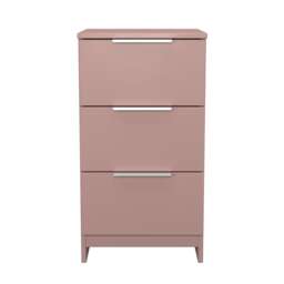 Dover 3 Drawer Bedside Cabinet in Kobe Pink (Ready Assembled) Pink Kobe Pink