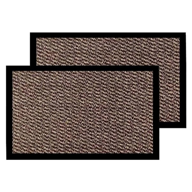 Pack of 2 Door Mat Dirt Floor and Kitchen Doormats Super Absorbent - Durable, and Reusable for Home and Office (Brown, 60 x 90cm)