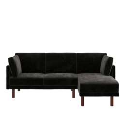 Clair sectional Sofa Bed in black velvet Black BLACK Not provided