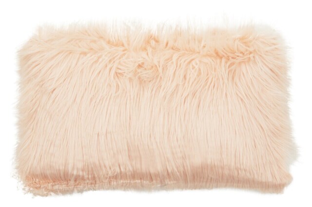 Bosie Mongolian Faux Fur Pink Rectangular Cushion Pink