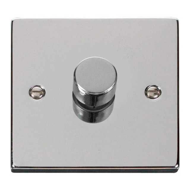 SE HOME Polished Chrome 1 Gang 2 Way LED 100W Trailing Edge Dimmer Light Switch Chrome Polished Chrome